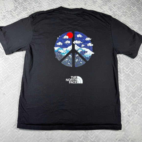 The North Face Other - The North Face T-Shirt Mens XL Black Peace Sign Japanese Wave Graphic Tee